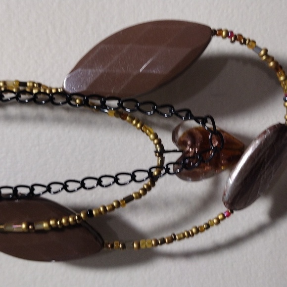 Women's Colorful Beads Black Chain Layered Necklace w/ Matching Earrings, 22+2" - Picture 3 of 6